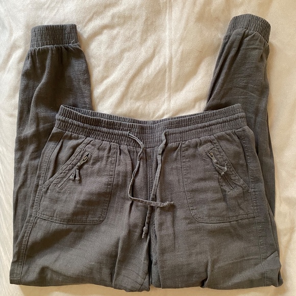 Khaki Linen Medium Lounge Joggers - Picture 7 of 8